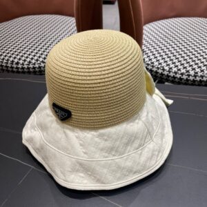 【AT9241】プラダ (Prada) 2024春夏コレクション フィッシャーマンハット - 優雅な軽奢ストロー帽子 | Prada