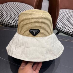 【AT9241】プラダ (Prada) 2024春夏コレクション フィッシャーマンハット - 優雅な軽奢ストロー帽子 | Prada