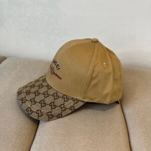 【AT9254】高級クラシック野球帽 - ダブルGロゴとキャメル色のコットンリネンブレンド | Gucci Italy