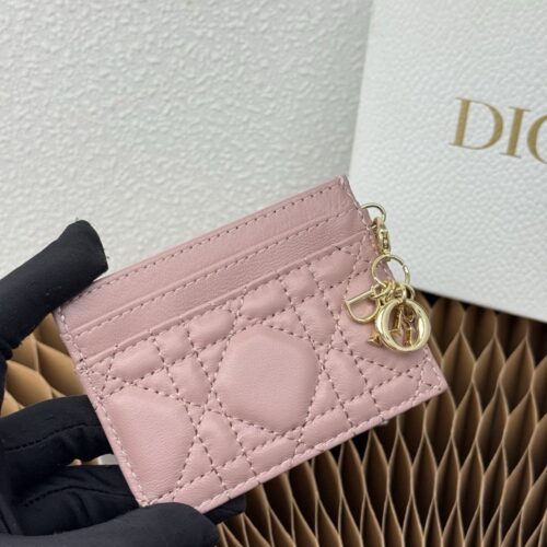 【AT9269】ディオールのピンク羊革製カードケース、ラグジュアリーアクセサリー | Christian Dior