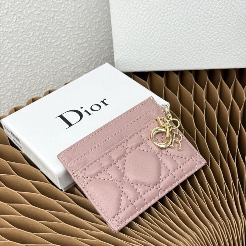 【AT9269】ディオールのピンク羊革製カードケース、ラグジュアリーアクセサリー | Christian Dior