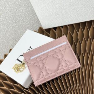 【AT9269】ディオールのピンク羊革製カードケース、ラグジュアリーアクセサリー | Christian Dior