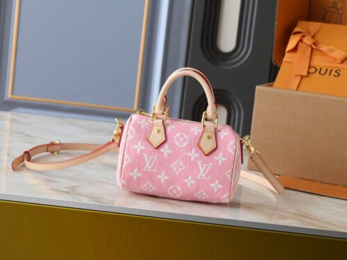 【AT9301】ルイ・ヴィトン（Louis Vuitton）ピンクモノグラム柄デニム ナノ・スピーディーハンドバッグ | Louis Vuitton