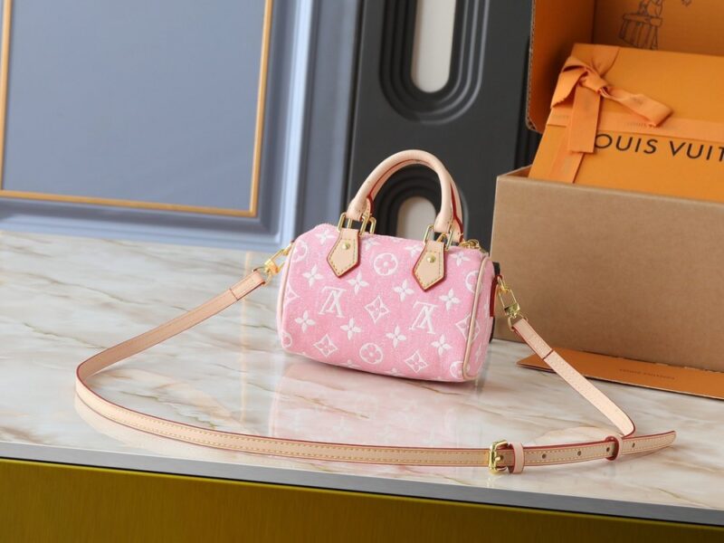 【AT9301】ルイ・ヴィトン（Louis Vuitton）ピンクモノグラム柄デニム ナノ・スピーディーハンドバッグ | Louis Vuitton