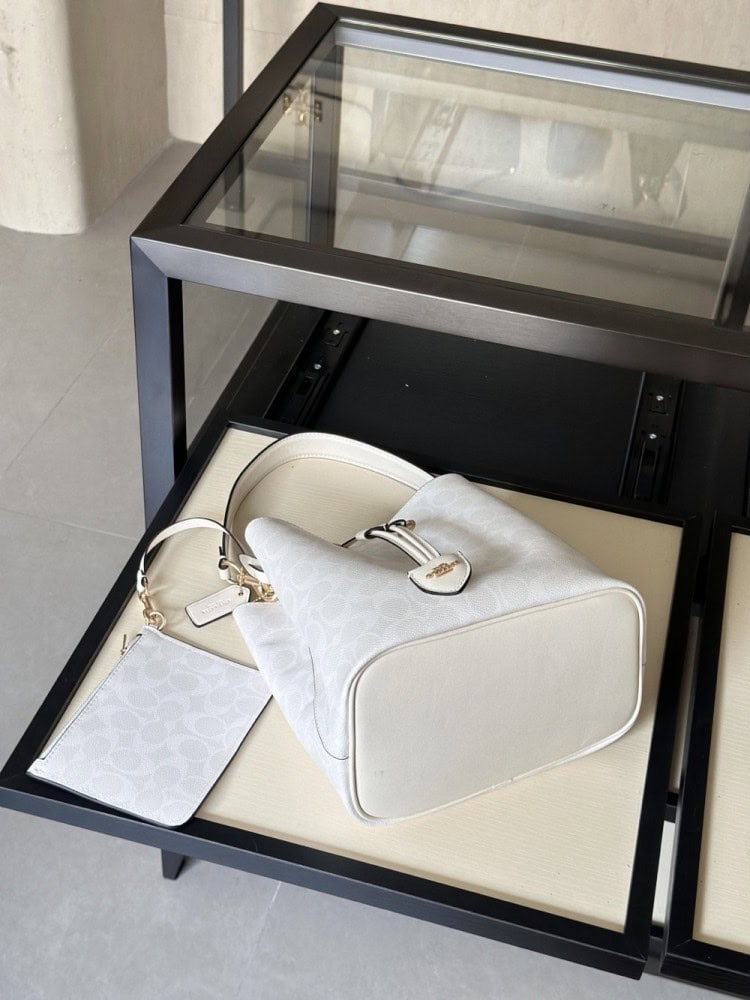 【AT9322】Coach クラシックなグレーシャーホワイトバケットバッグ | Coach