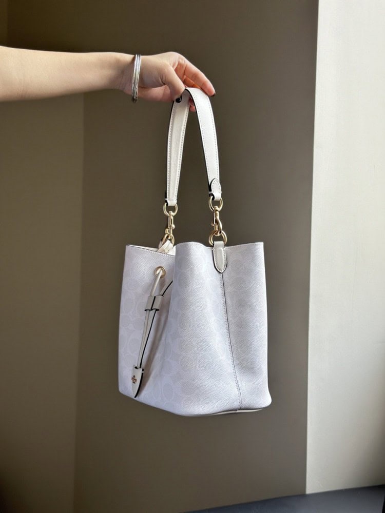 【AT9322】Coach クラシックなグレーシャーホワイトバケットバッグ | Coach