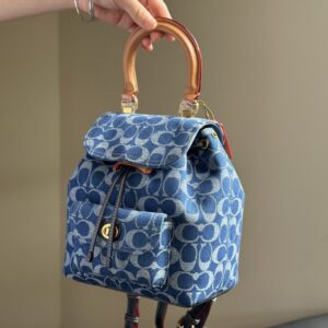 【AT9354】Coach New York クラシックデニムブルーバケツバッグ - 優雅なヴィンテージスタイル | Coach