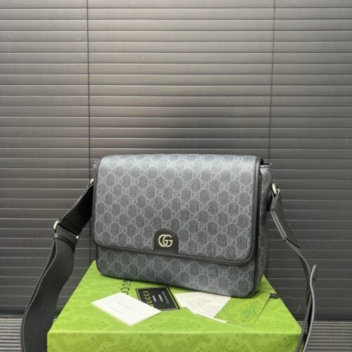 【AT9432】Gucci GG Ophidiaメッセンジャーバッグ - グレーのキャンバス生地とダブルGロゴを備えた都市のエリート向けショルダーバッグ | Gucci