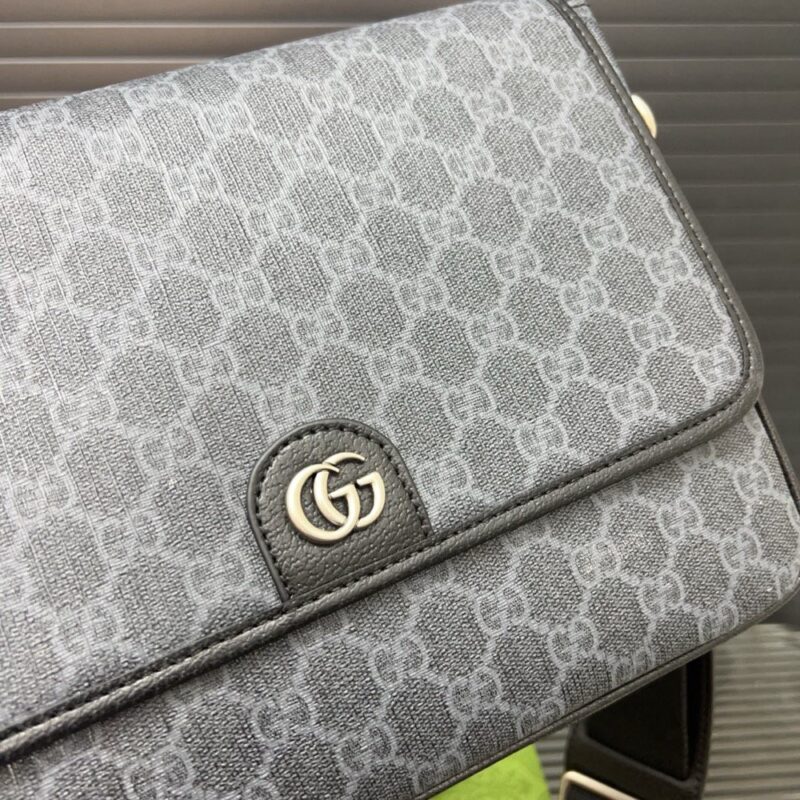 【AT9432】Gucci GG Ophidiaメッセンジャーバッグ - グレーのキャンバス生地とダブルGロゴを備えた都市のエリート向けショルダーバッグ | Gucci
