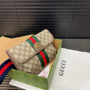 【AT9470】グッチ Neo Vintageストライプウエストバッグ、クラシックとファッションの融合 | Gucci