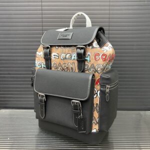 【AT9502】Coachスプリントリュックサック - 都会の探検家のためのおしゃれなグレーレザーバッグ | Coach