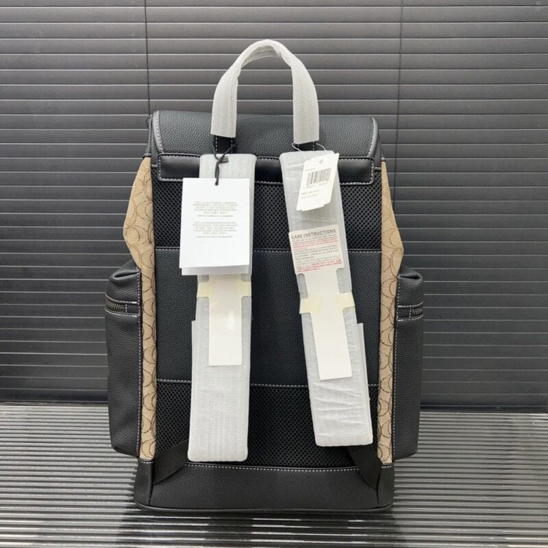 【AT9503】Coach Sprintリュックサック - 高品質レザーバックパック、クラシックなSignatureフラワープリント生地 | Coach New York