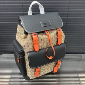 【AT9503】Coach Sprintリュックサック - 高品質レザーバックパック、クラシックなSignatureフラワープリント生地 | Coach New York