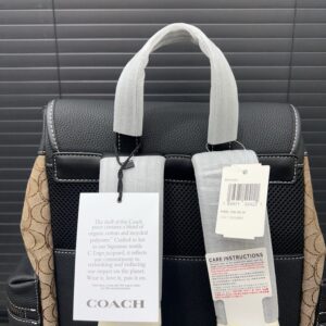 【AT9503】Coach Sprintリュックサック - 高品質レザーバックパック、クラシックなSignatureフラワープリント生地 | Coach New York