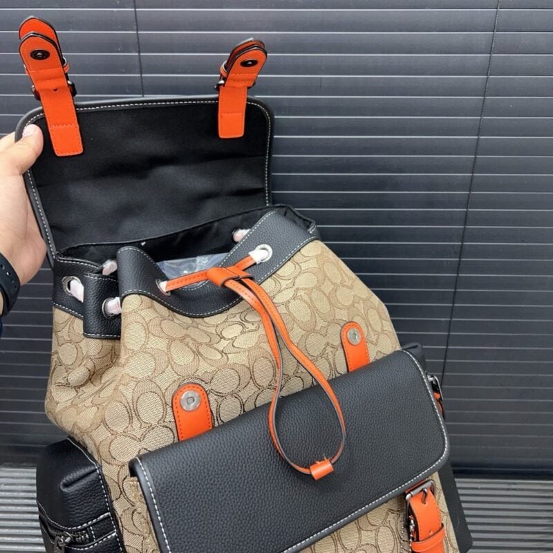【AT9503】Coach Sprintリュックサック - 高品質レザーバックパック、クラシックなSignatureフラワープリント生地 | Coach New York