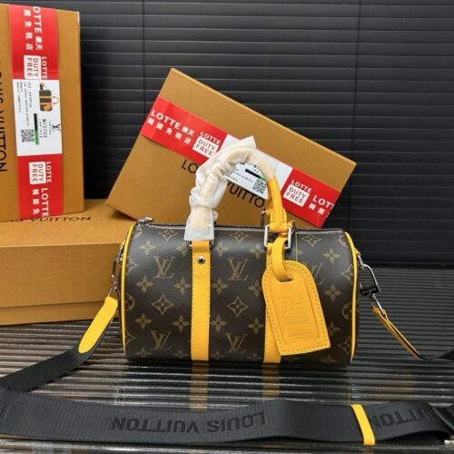 【AT9521】ルイ・ヴィトン モノグラムキャンバス ダッフルバッグ 25cm イエローレザー装飾 | Louis Vuitton Malletier