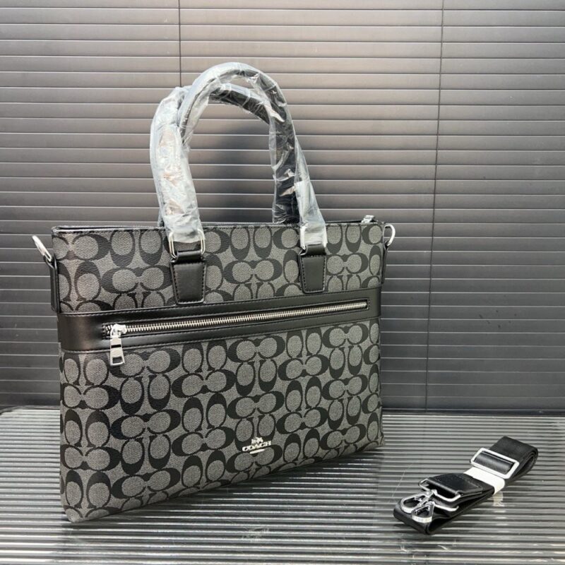 【AT9522】COACH クラシックビジネスバッグ - 高級老花帆布素材、エレガントなビジネスバッグ | Coach