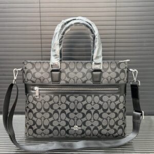 【AT9522】COACH クラシックビジネスバッグ - 高級老花帆布素材、エレガントなビジネスバッグ | Coach