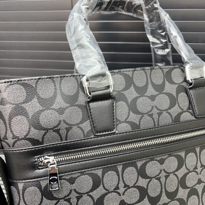 【AT9522】COACH クラシックビジネスバッグ - 高級老花帆布素材、エレガントなビジネスバッグ | Coach