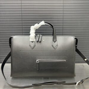 【AT9606】モンブランビジネスバッグ - グレーカラーの高品質牛革素材、優雅で機能的なビジネスバッグ | Montblanc