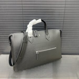 【AT9606】モンブランビジネスバッグ - グレーカラーの高品質牛革素材、優雅で機能的なビジネスバッグ | Montblanc