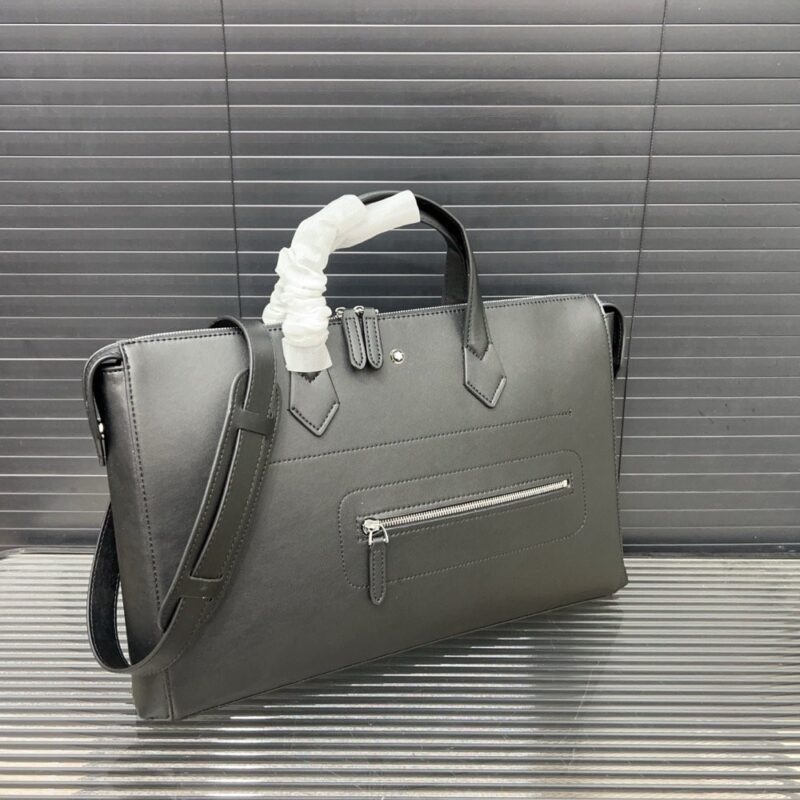 【AT9606】モンブランビジネスバッグ - グレーカラーの高品質牛革素材、優雅で機能的なビジネスバッグ | Montblanc