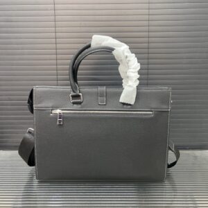 【AT9687】エルメスメンズブリーフケース、高級グレー牛革15インチノートPC収納可能、ビジネス会議やオフィス通勤用 | Hermes