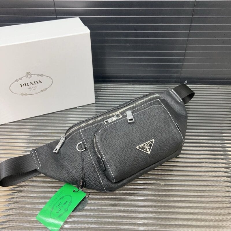 【AT9704】プラダ（Prada）高級牛革ウエストバッグ | クラシックなグレー色デザイン | 高級感と実用性を兼ね備えたファッションアイテム | Prada