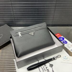 【AT9706】プラダ レザーデザイン グレークラッチバッグ ハイエンド ラグジュアリースタイル | Prada Italy