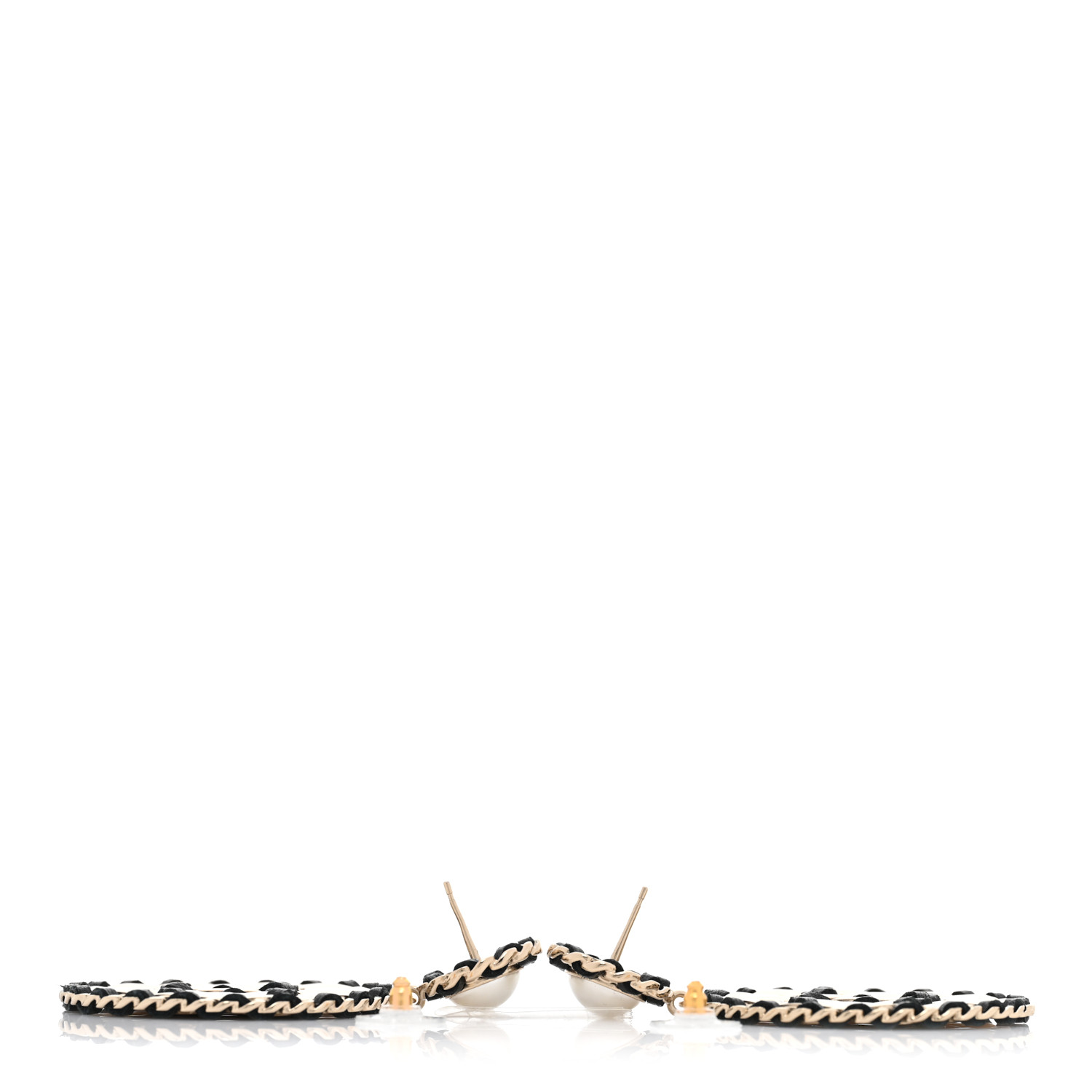 Chanel Lambskin Pearl Metal Quilted CC Earrings Gold image 3 of 5