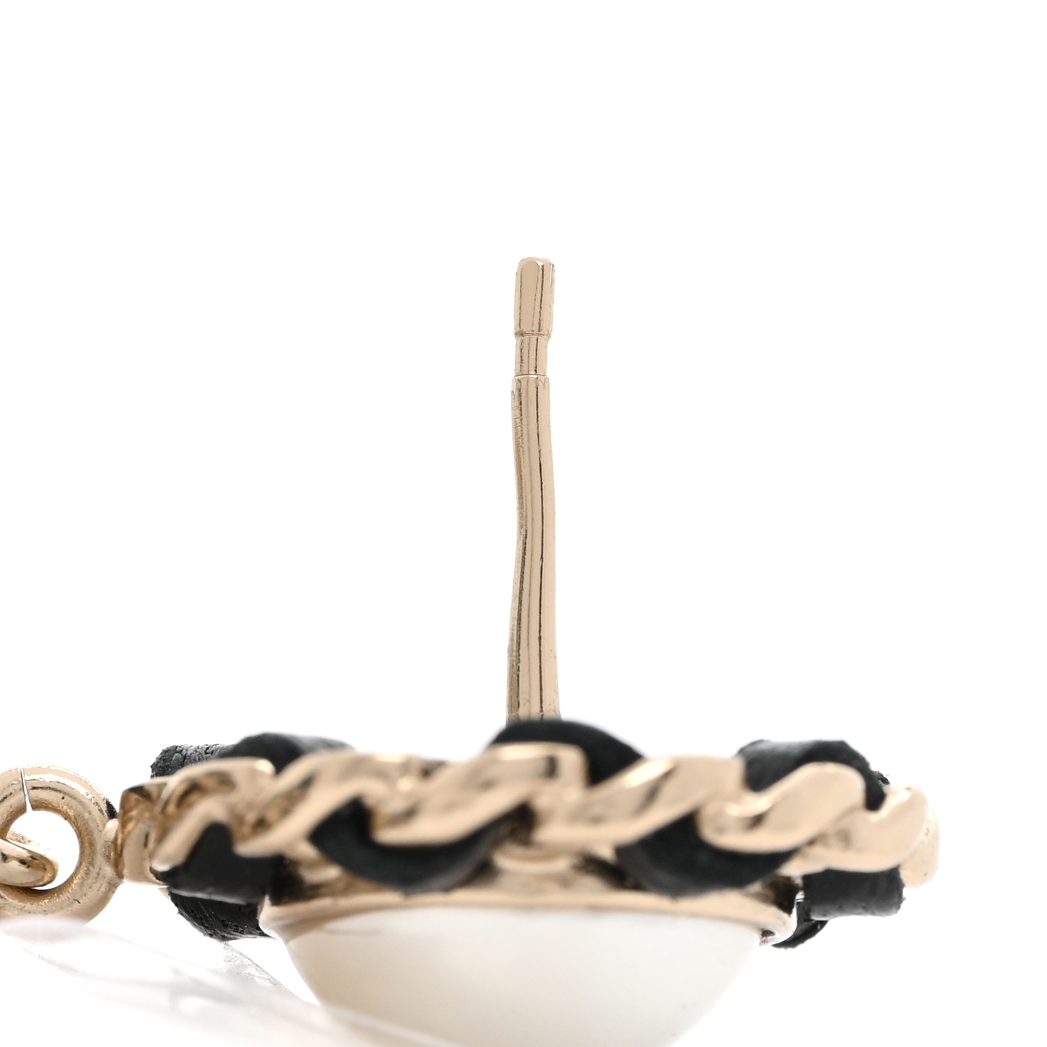 Chanel Lambskin Pearl Metal Quilted CC Earrings Gold image 5 of 5