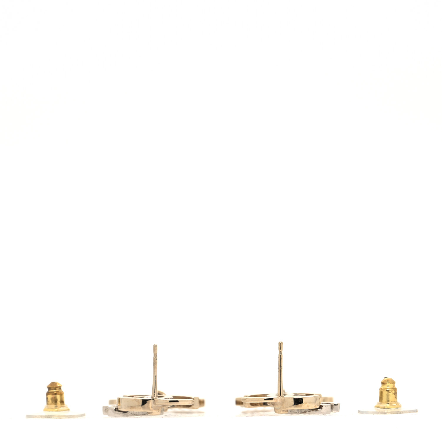 Chanel Crystal Pearl Double CC Drop Earrings Gold Silver image 3 of 4