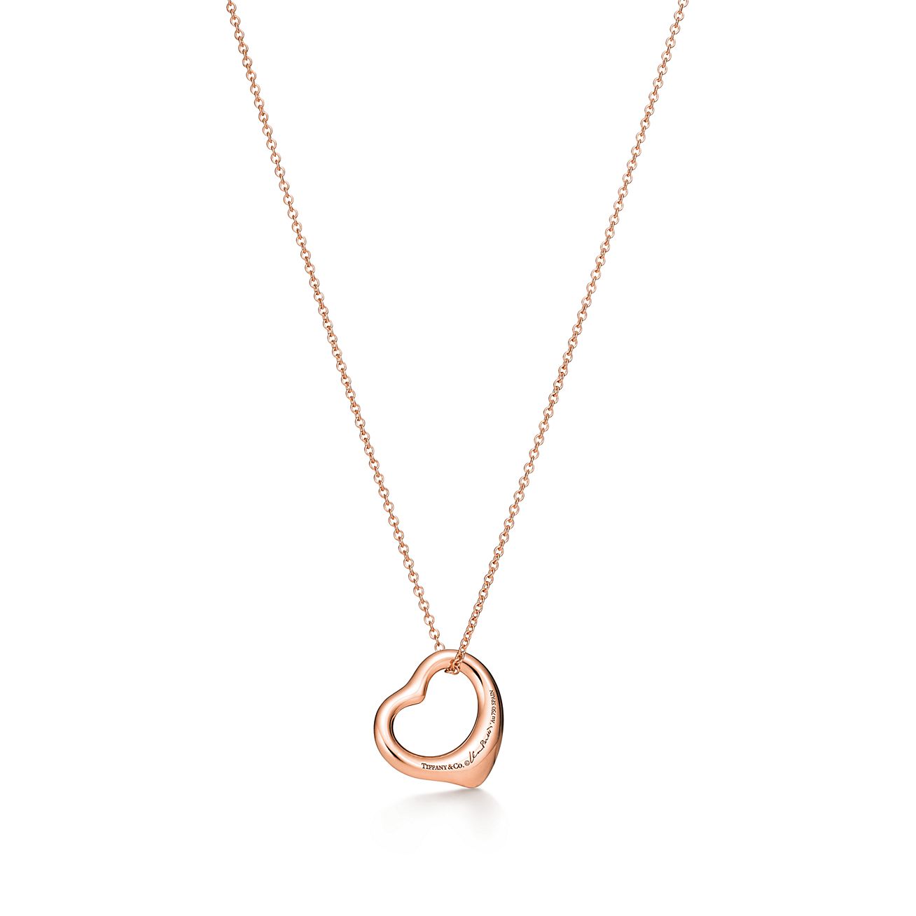 Elsa Peretti® Open Heart pendant in 18k rose gold. More sizes available. - Alternate shot 1