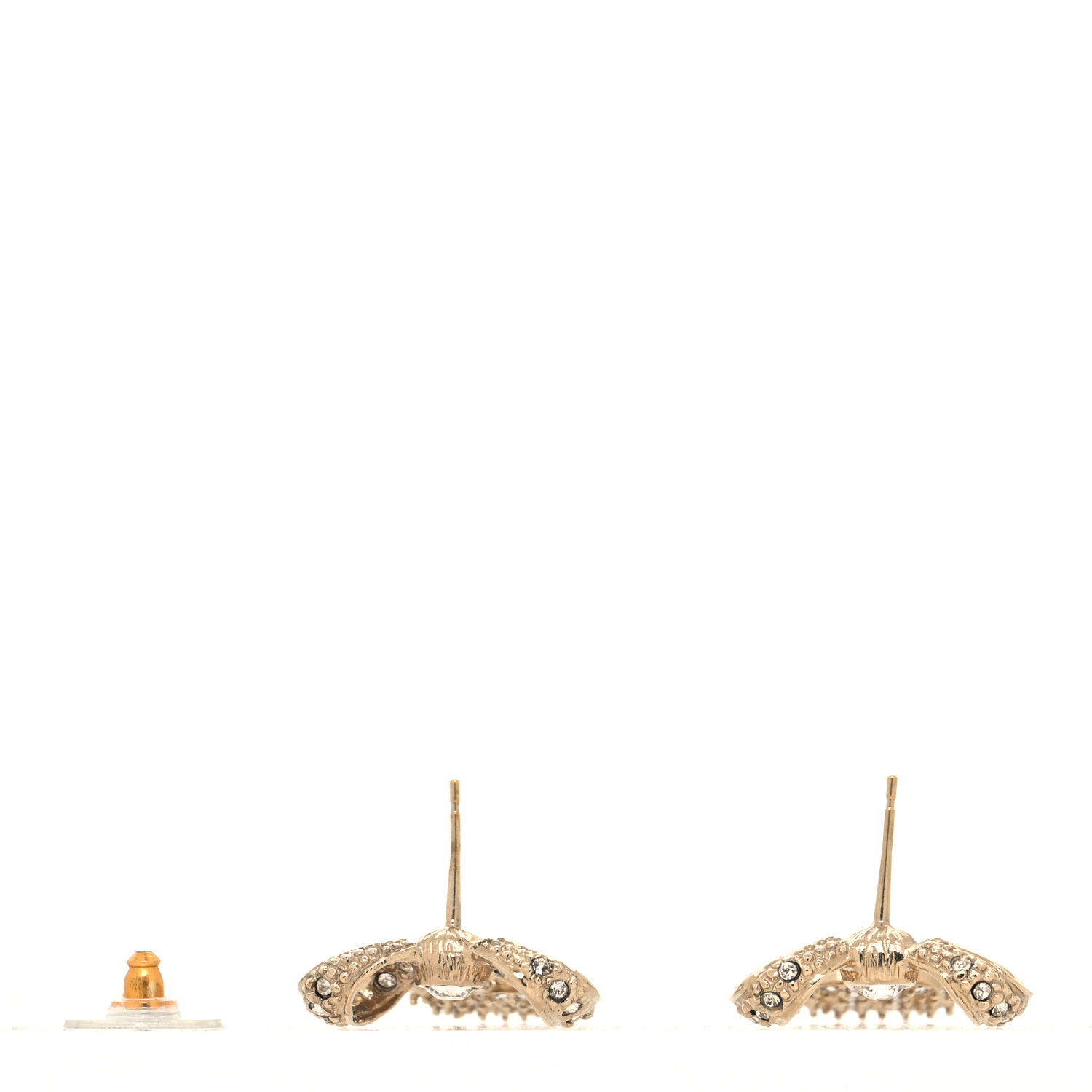 Chanel Crystal CC Bow Drop Earrings Gold image 3 of 5