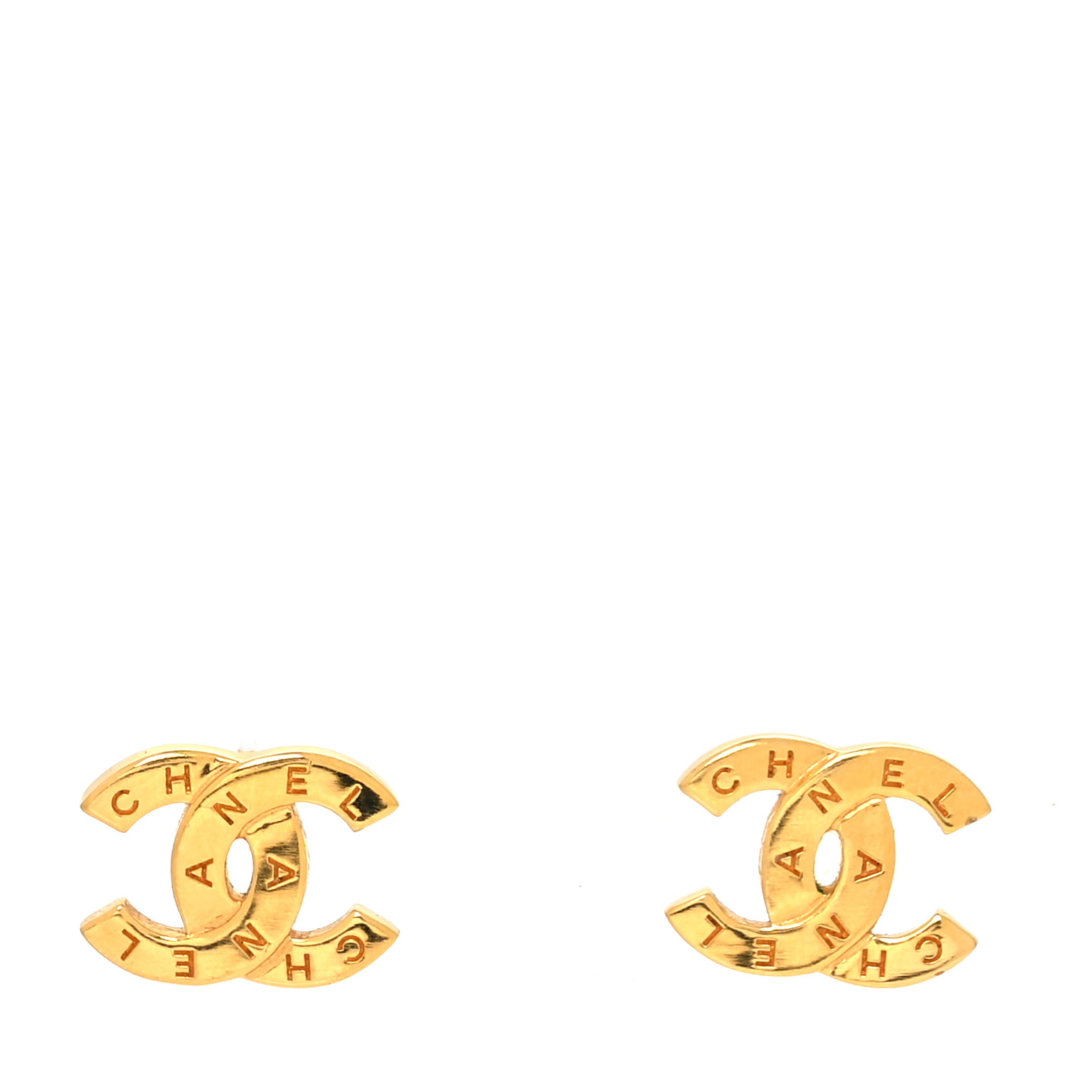 Chanel Metal CC Paris Button Stud Earrings Gold image 1 of 4