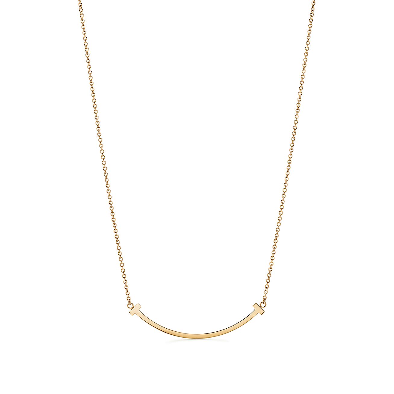 Tiffany T Smile Pendant in Yellow Gold with Diamonds, Small - Alternate shot 1