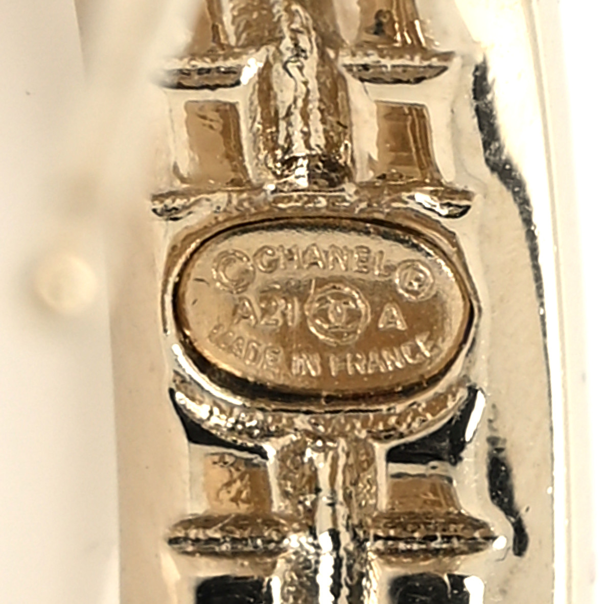 Chanel Crystal Pearl CC Hoop Drop Earrings Gold image 4 of 4